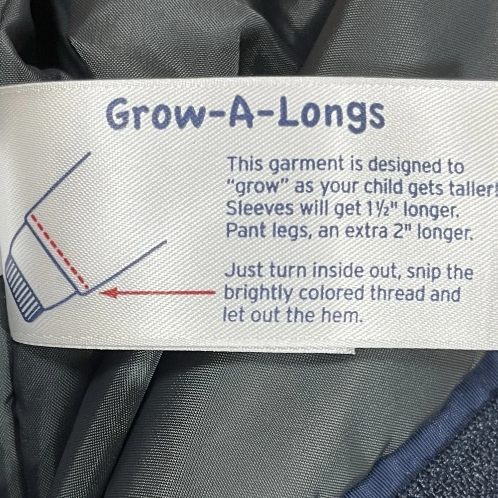 Lands End Youth Snowpants Size 12 Navy Elastic Waist & Boot Cuffs Thermal Warm